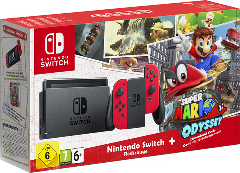 Switch (Red, Limited Edition) + Super Mario Odyssey