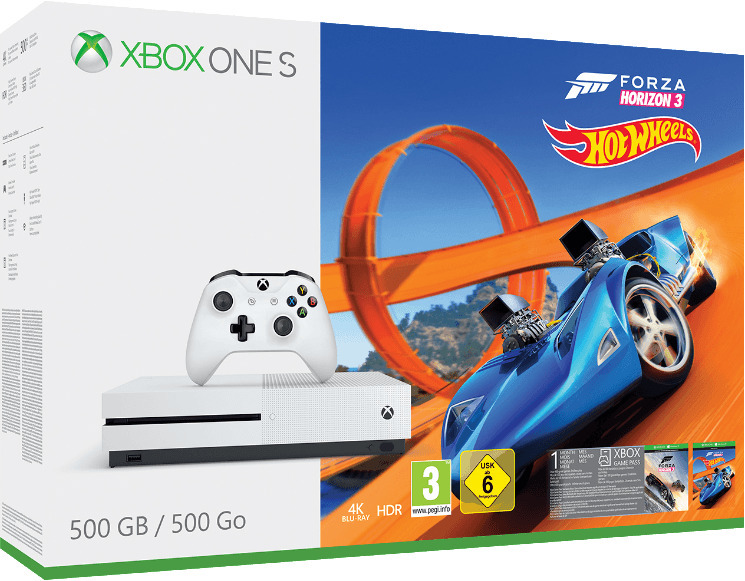 Xbox One S (500GB, White) + Forza Horizon 3 + Hot Wheels DLC Edition + EA Access