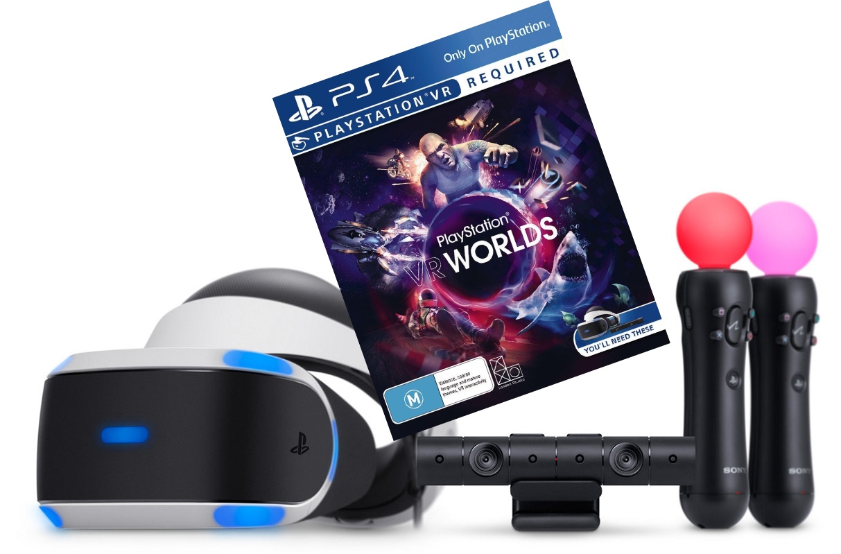 PlayStation VR v1 (2016) + PS Camera + PS Move + VR Worlds