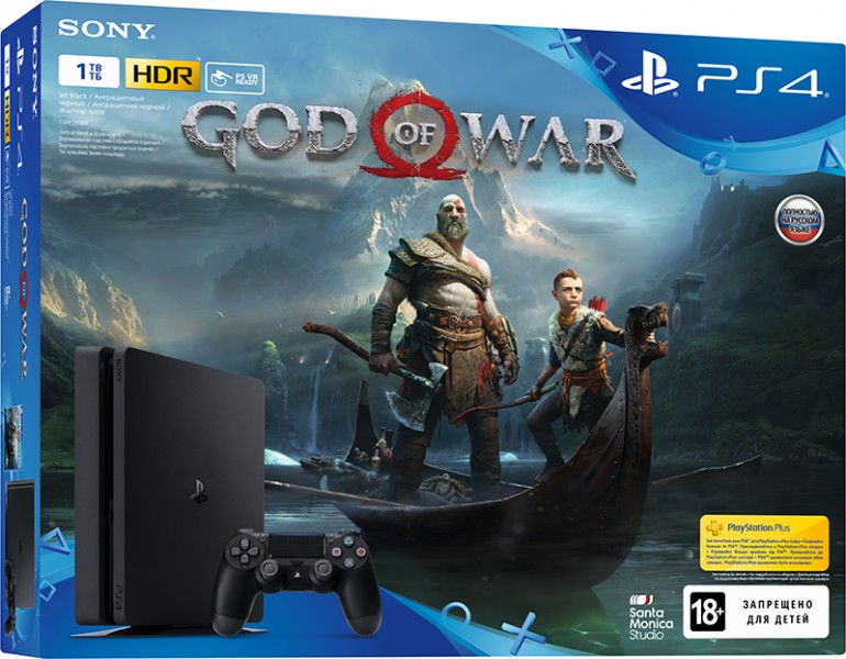 PlayStation 4 Slim (1TB, Jet Black) + God of War