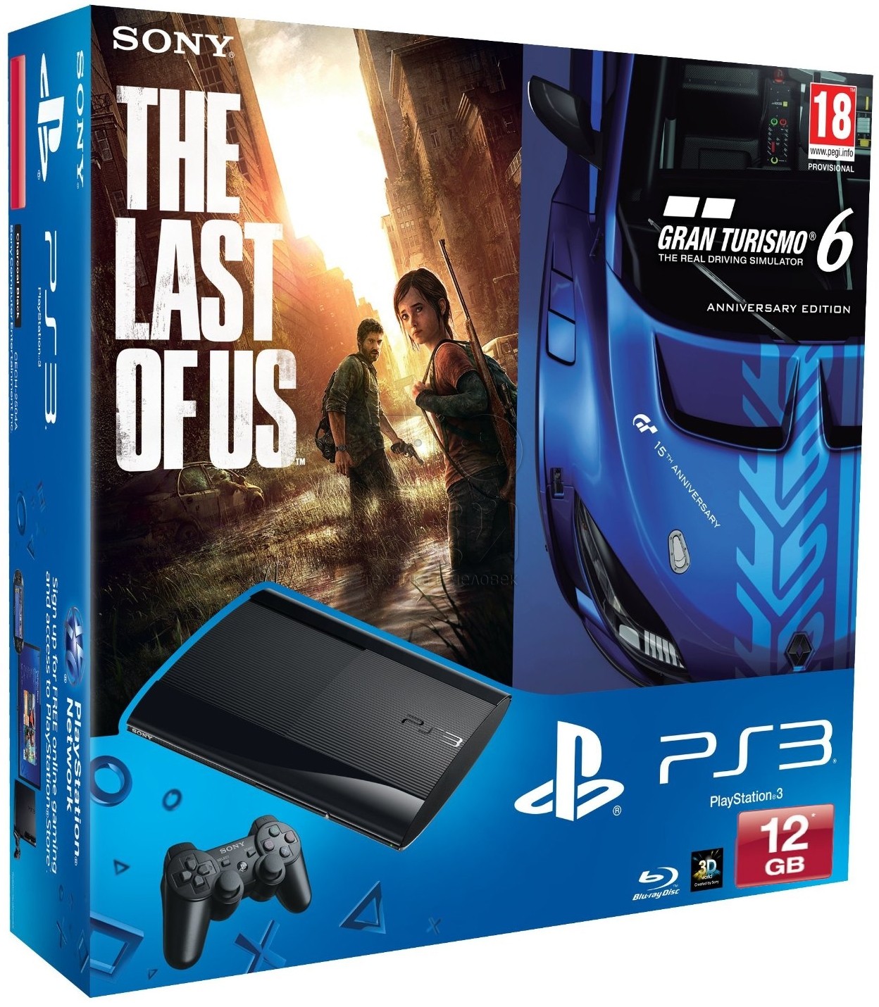 PlayStation 3 (12GB) + Одни из нас + Gran Turismo 6 Anniversary Edition