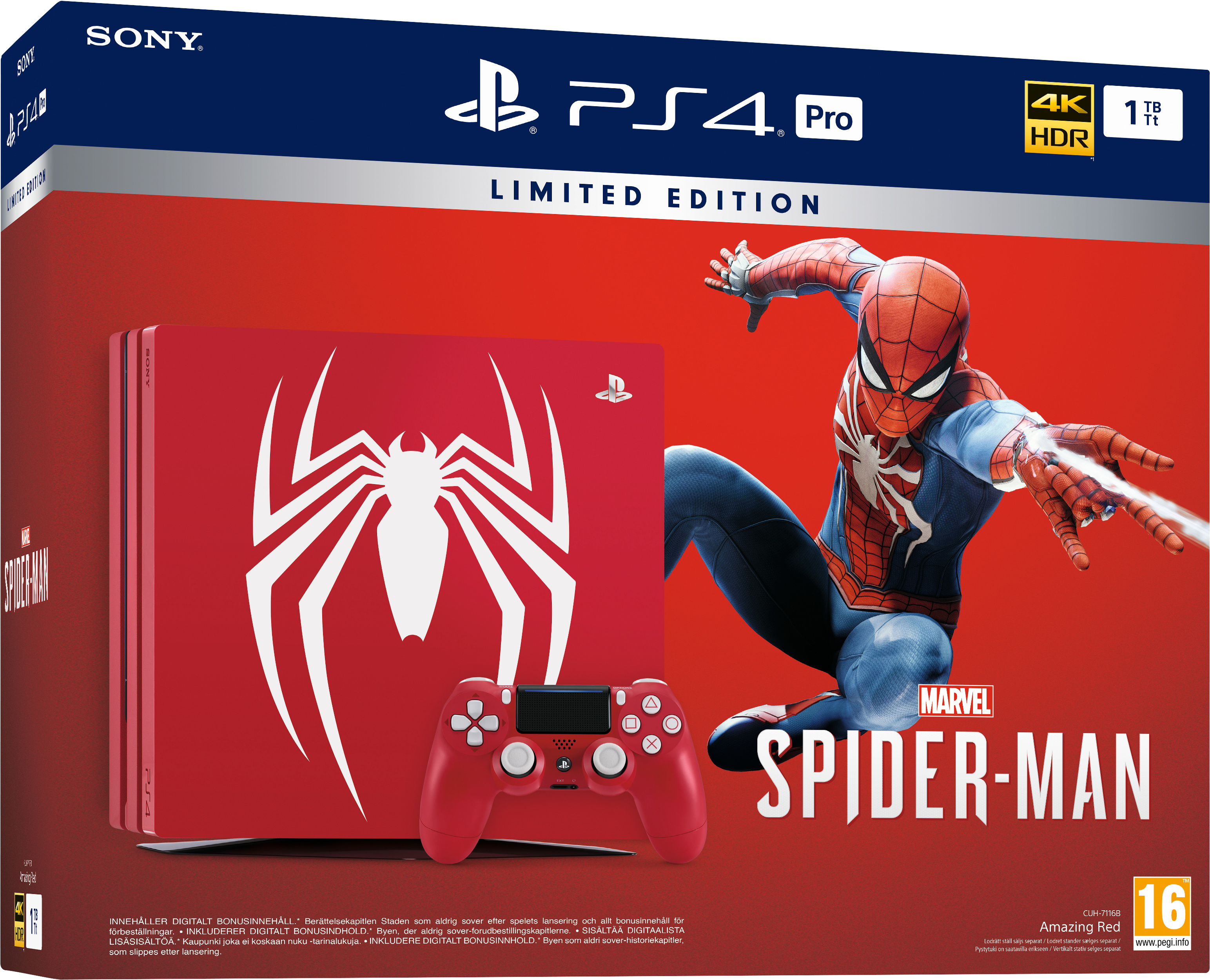 PlayStation 4 Pro (1TB, Red, Limited Edition) + Spider-Man