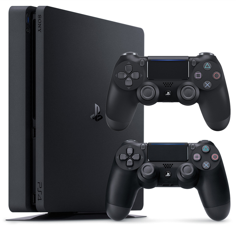 PlayStation 4 Slim (1TB, Jet Black) + 2 Controller