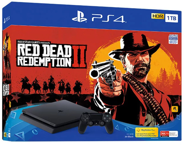 PlayStation 4 Slim (1TB, Jet Black) + Red Dead Redemption 2