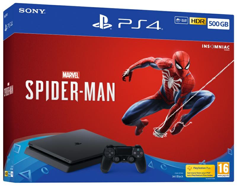 PlayStation 4 Slim (500GB, Jet Black) + Spider-Man