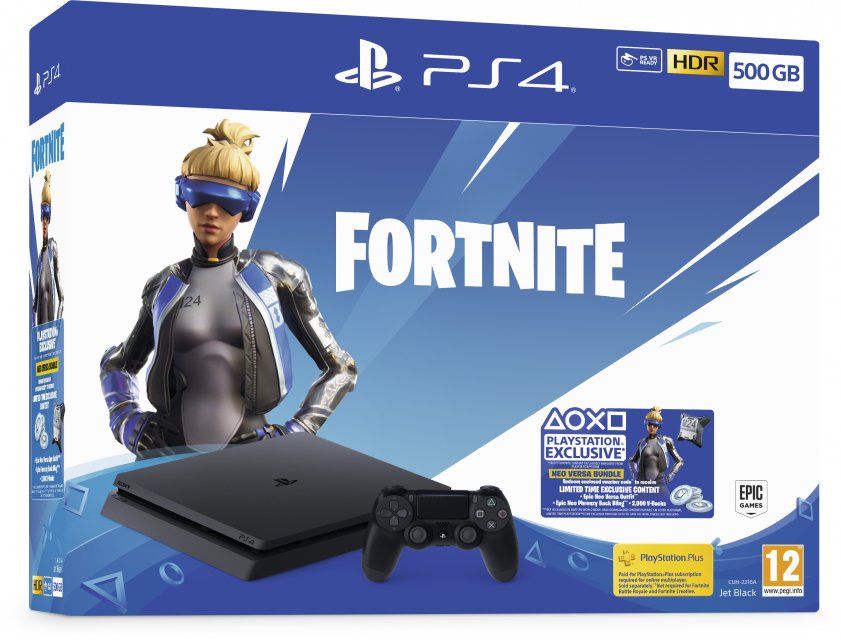PlayStation 4 Slim (500GB, Jet Black) + Fortnite