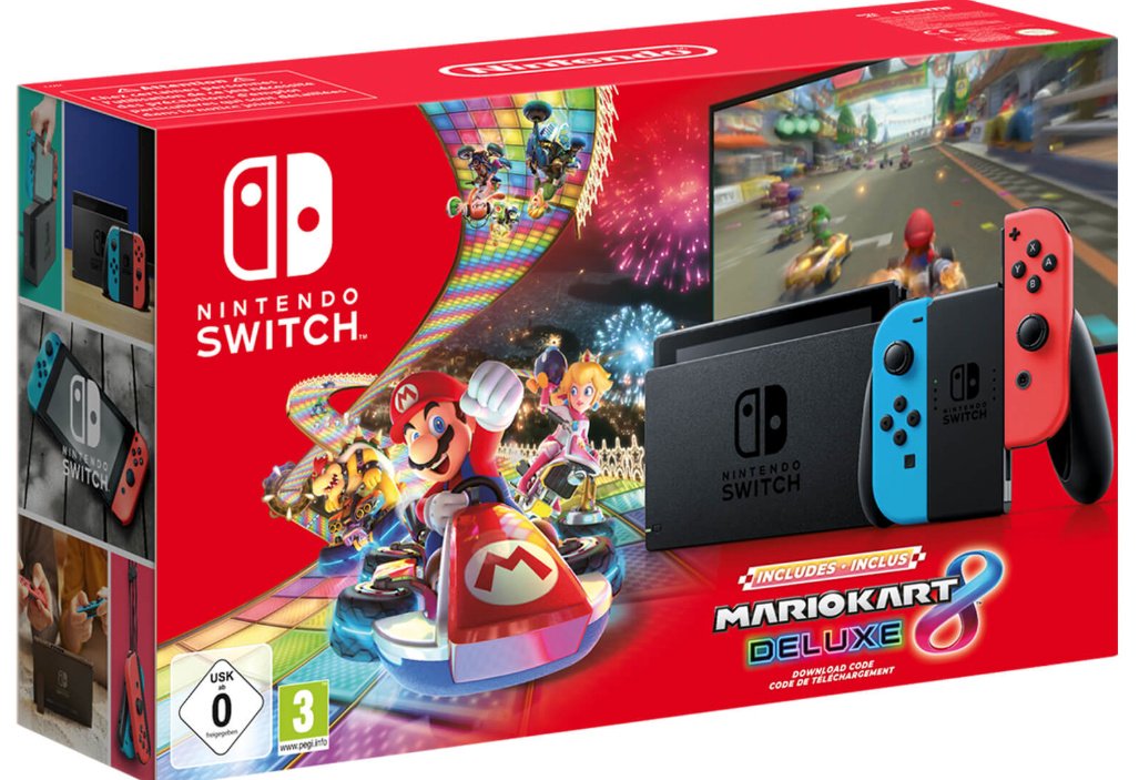 Switch v2 (Neon Blue and Neon Red) + Mario Kart 8 Deluxe