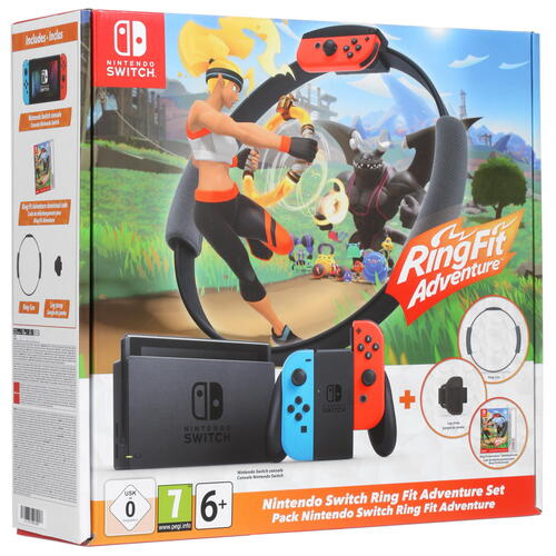 Switch v2 (Neon Blue and Neon Red) + Ring Fit Adventure