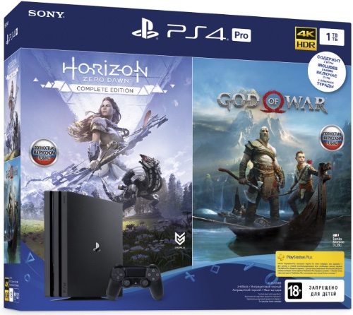 PlayStation 4 Pro (1TB, Jet Black) + God of War + Horizon