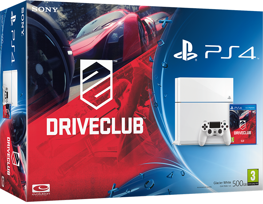 PlayStation 4 (500GB, Glacier White) + Driveclub