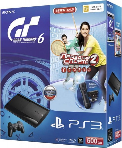 PlayStation 3 (500GB) + Праздник Спорта 2 (Essentials) + Gran Turismo 6 + PlayStation Eye + PlayStation Move