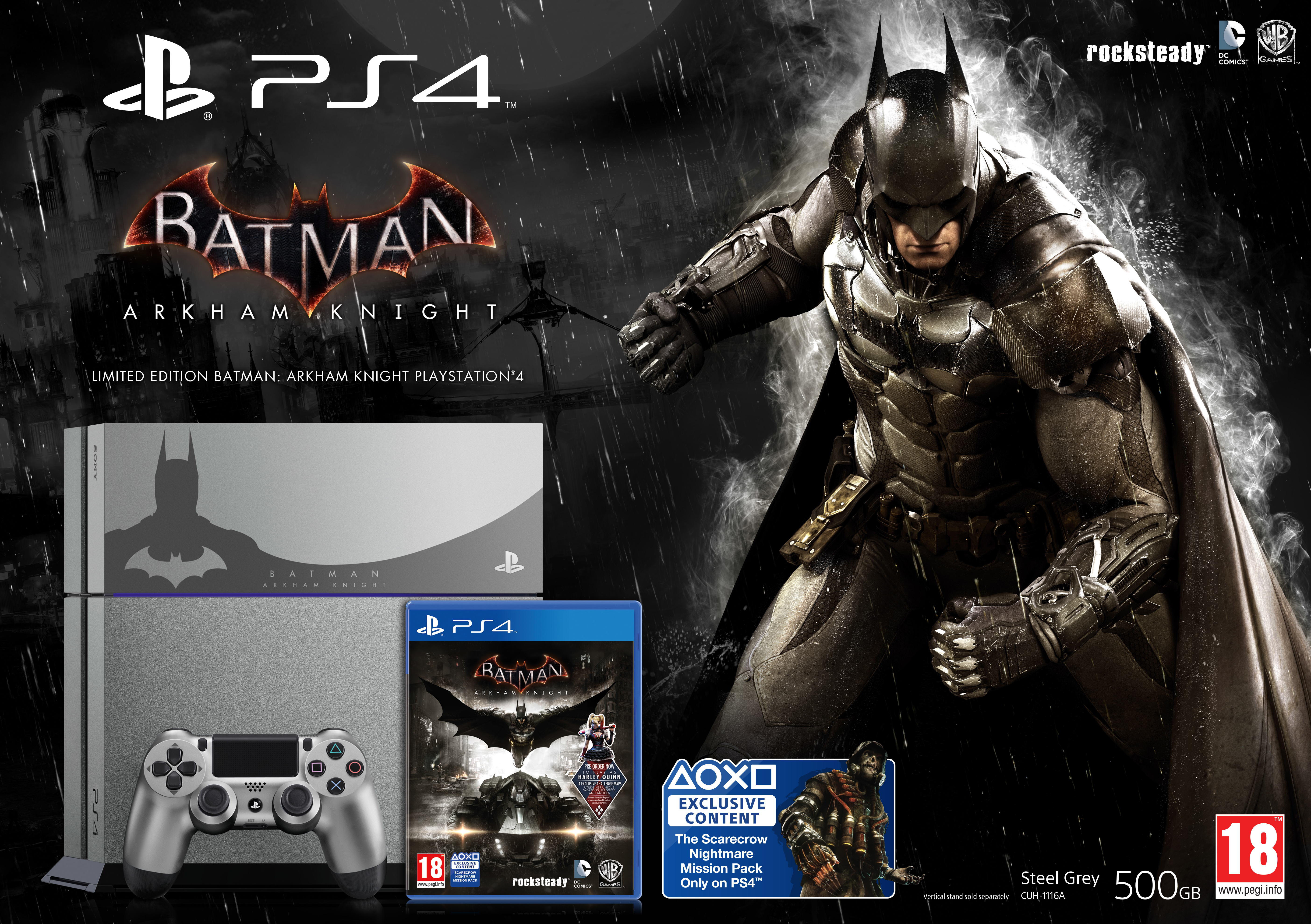 PlayStation 4 (500GB, Silver, Limited Edition) + Batman: Arkham Knight