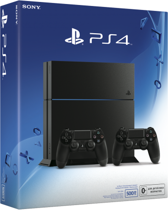 PlayStation 4 (500GB, Jet Black) + 2 Controller