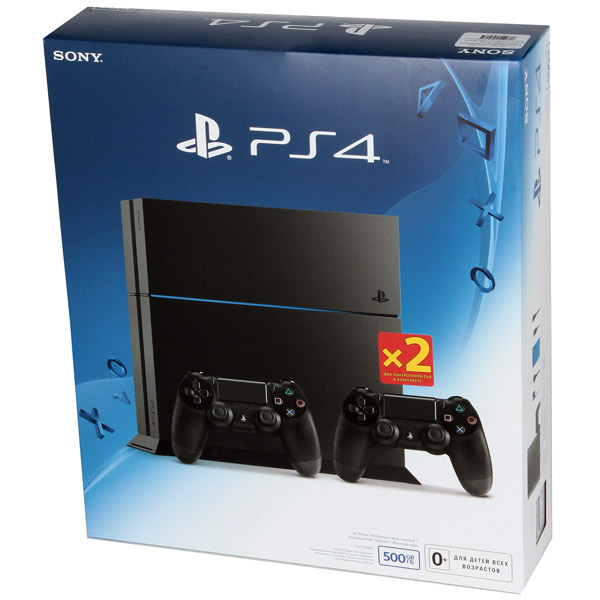PlayStation 4 (500GB, Jet Black) + 2 Controller
